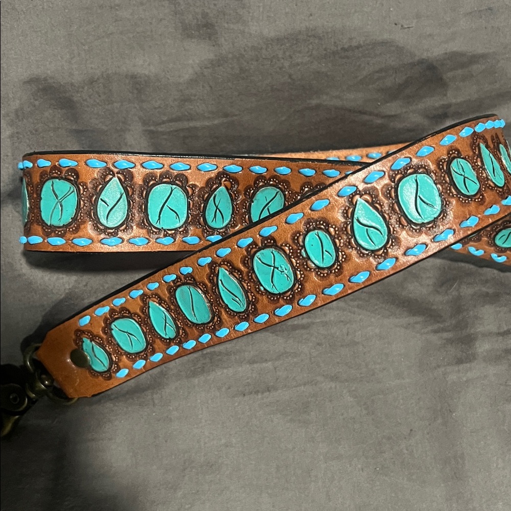 American Darling Brown Leather Strap with Turquoise Accents - Picture 2 of 5